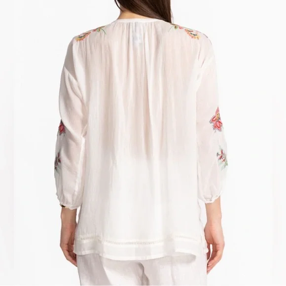 NWT! Retail $295 Johnny Was Ivory Blouse with Colorful Embroidery - Picture 3 of 10